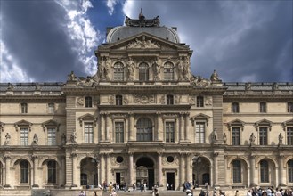 Historic building of the Louvre in the courtyard