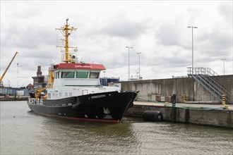 Grimmershoern sea survey vessel in the fishing port of Cuxhaven