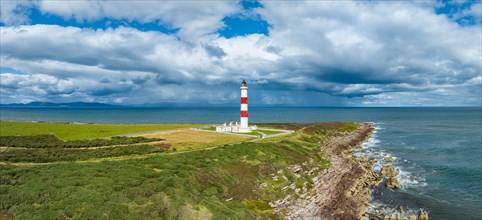 Aerial panorama of Tarbat Ness Lighthouse on the Moray Firth