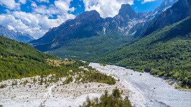 Aerial drone view of Valbona valley