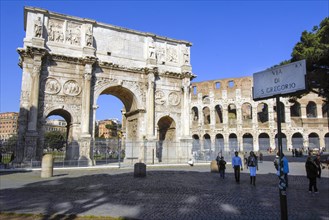 View of Arch of Constantine Triumphal Arch of Emperor Constantine right in the picture only a few tourists people