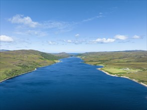 Aerial view of Loch Hope in the Northern Highlands