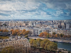 Paris cityscape over the Seine river