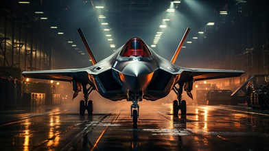 A lockheed martin F-35 fighter jet waiting on the runway