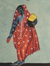 Vishnu in the female form of Mohini carrying Amrita for the Gods