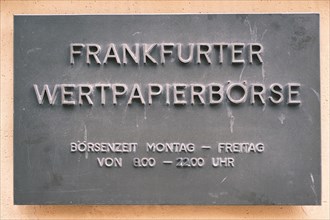 Sign with inscription Frankfurter Wertpapierboerse