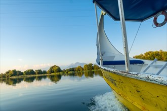 Sailing around the lake in a traditional boat on a sightseeing excursion from Shkoder in Shiroka. Albania