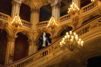The Legendary Phantom of the Opera on the stairs of the Paris Opera