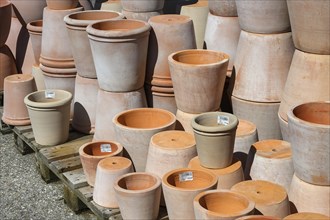 Terracotta pots in a garden centre