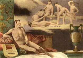 Man Masturbating in Front of an Erotic Painting