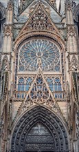 Architectural details of Notre Dame de Rouen Cathedral in the Normandy