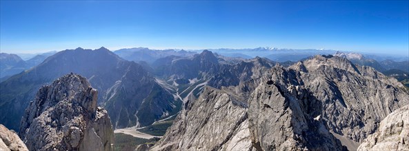 Panorama from the summit of Hochkalter to the mountains of Berchtesgaden National Park