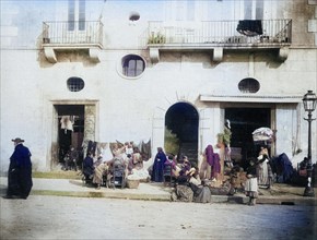 Street view in Italy with woman