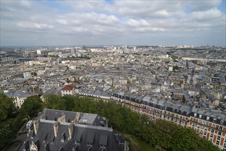 View of Paris from the tower of the Sacre-Coeur de Motmartre Basilica