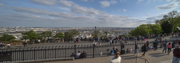View of the city of Paris from the square in front of the Sacre-Coeur Basilica