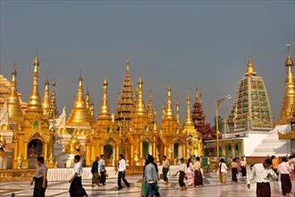 Pilgrims at the Golden Shwedagon Pagoda