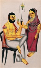 The Tarakeshwar murder. Elokeshi offers a betel leaf to the seated mahant. The Tarakeshwar murder in 1873 involved three people. A married couple