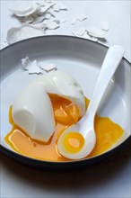 Soft boiled egg with spoon