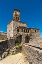 Footpath at the Clock Tower in the Ottoman Castle Fortress of Gjirokaster or Gjirokastra. Albania