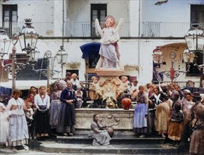 Group of people at a fountain in Amalfi