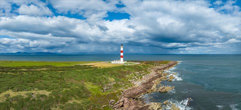 Aerial panorama of Tarbat Ness Lighthouse on the Moray Firth