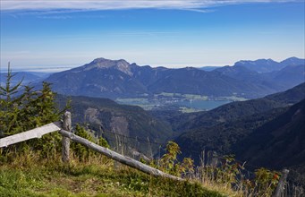 View from the summit of the Pitscherberg to the Wolfgangsee with Schafberg
