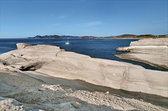 Beautiful landscape of white rocks of Sarakiniko beach