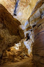 Interior of the deep Lapinha cave open to visitation in Sete Lagoas in the state of Minas Gerais