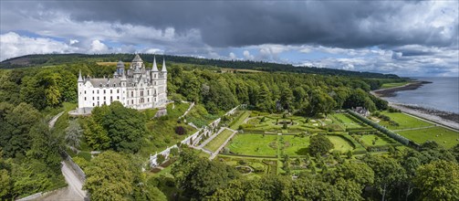 Aerial panorama of Dunrobin Castle