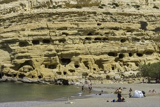 The caves on Matala beach in Crete