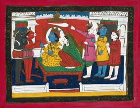 Rama and Sita enthroned with Hanuman