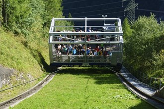 Inclined lift to the high mountain reservoirs