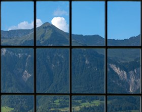 Window View over Mountain Mountain in Giessbach in Brienz
