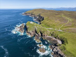 Aerial view of the lighthouse at Stoer Head