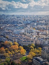 Paris cityscape vertical view from the Eiffel tower height