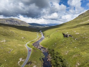 Aerial view of Glen Etive and River Etive