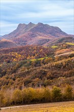 View of Mount Penas de Aya and Aiako Harria in autumn from Mount Erlaitz in the town of Irun