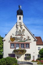 The town hall facade with fresco