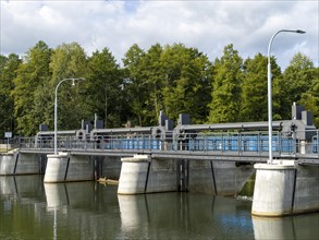 Weir on the river Spree with bridge