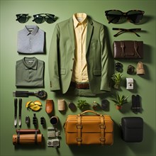 Travel preparation of a man with a suitcase