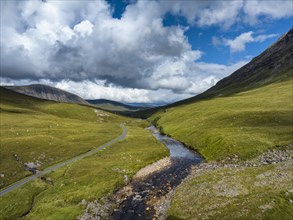Aerial view of Glen Etive and River Etive