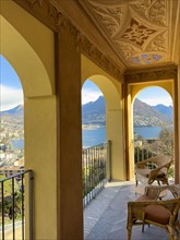 Balcony View over City and Lake Lugano in Lugano