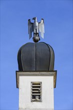 Town hall tower with metal eagle