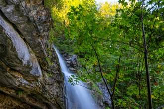 The Giessbach Waterfall on the Mountain Side in Long Exposure in Giessbach