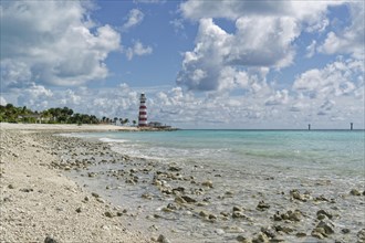 Sunset Beach Beach and Lighthouse of the private island of the cruise line MSC Cruises