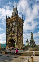 Old Town Bridge Tower and Monument to Charles IV by sculptor Ernst Julius Haehnel
