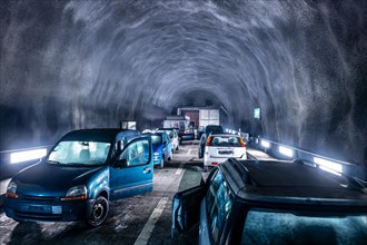 Dirty and Damaged Vehicles Inside a Tunnel in Switzerland