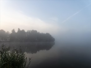 Fog and reflections on the lake
