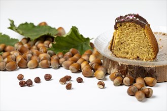 Piece of cake on glass plate