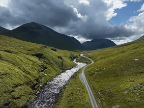 Aerial view of Glen Etive and River Etive